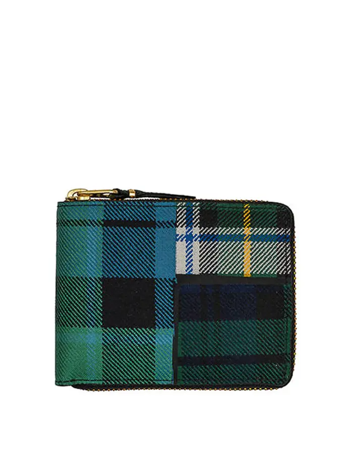 Comme Des Garcons Portafoglio patchwork scozzese Verde