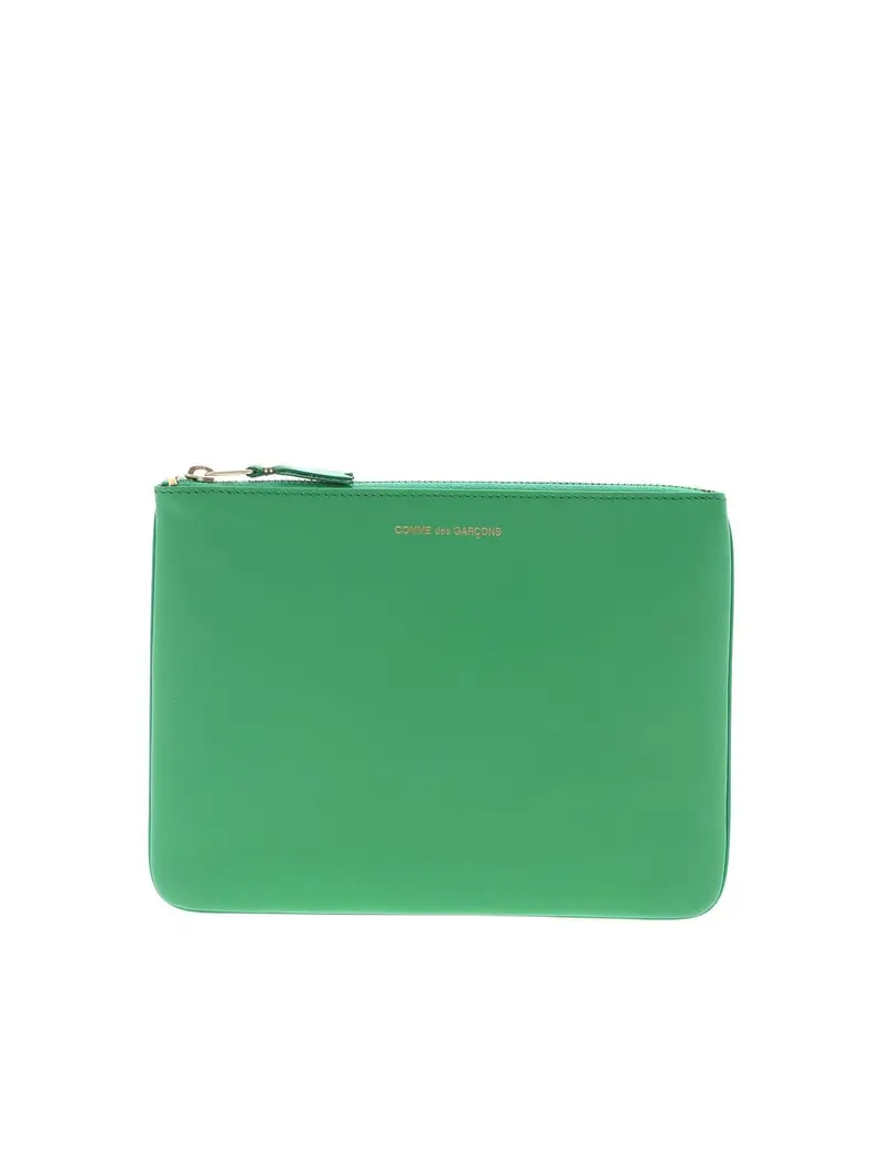 Comme Des Garçons Wallet Bustina in pelle stampa logo Verde