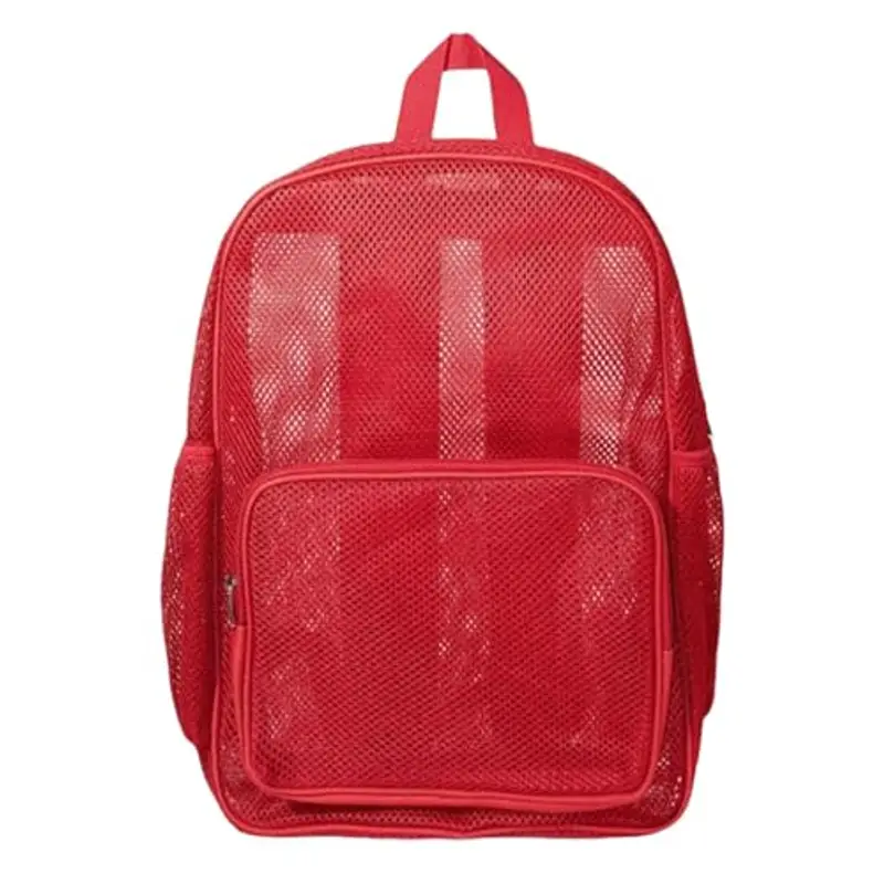 Generic Compus - Zaino in rete resistente, con spallacci imbottiti, per nuoto, sport all'aria aperta, Rosso