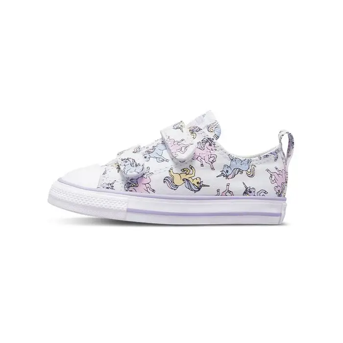 All Star Serie 2V Tela Comode Casual Resistenti Scarpe Basse da Passeggio Sneaker per Bambino Bianco Viola A01675C 20