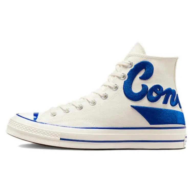 Converse anni 70 Chuck Classic Trend Scarpe Alte in Tela Sneakers Unisex Crema Blu A04175C