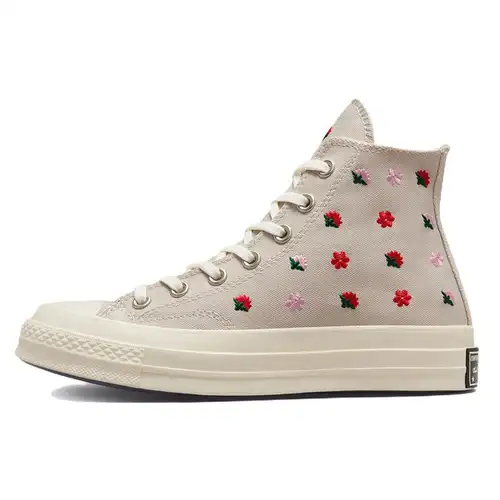 Converse Chuck 70 High Ricamo Floreale Sneakers da Donna Marrone Sabbia del Deserto Egret A02201C