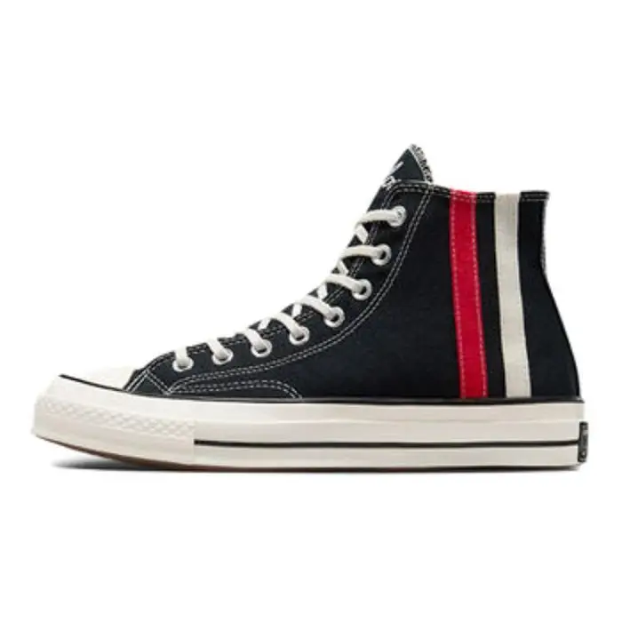 Chuck 70 High Strisce d Archivio - Nere Sneakers Unisex Rosso Bianco Vintage A07441C 40