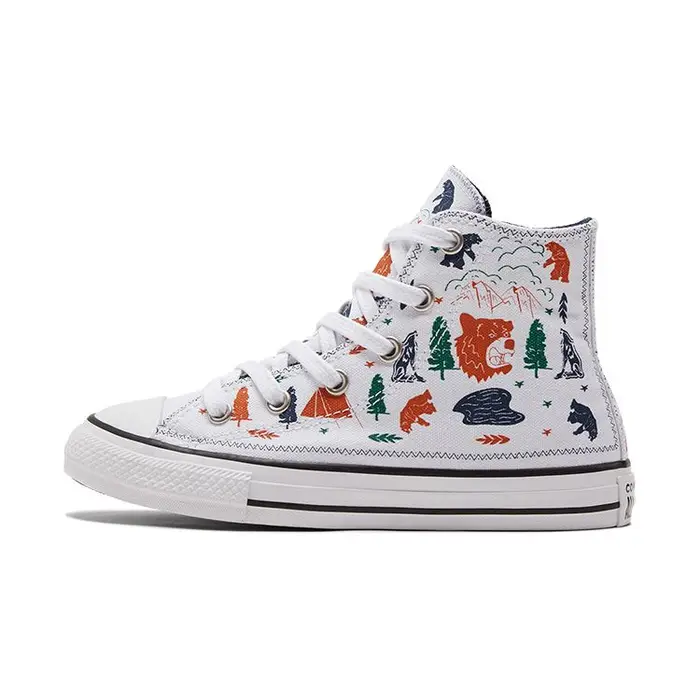 Chuck Taylor All Star Comode Versatili Scarpe Alte in Tela Sneakers Bambino Bianco Arancione 672439C 32