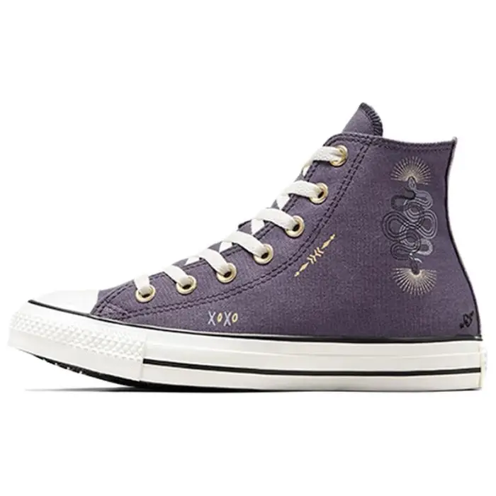 Chuck Taylor All Star Comode Versatili Scarpe di Tela Alte Sneakers da Donna Viola Bianco A07137C 36