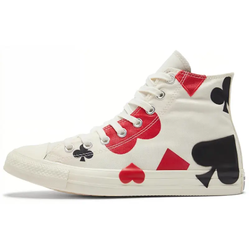 Converse Chuck Taylor All Star High Deck of Card Sneakers Unisex Bianco Egret Nero 165669C