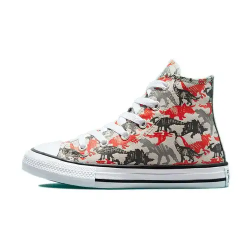 Converse Chuck Taylor All Star High GS Dino Daze - Scarpe da ginnastica per bambini Mouse Grigio Mason Poppy-Glow 671598F