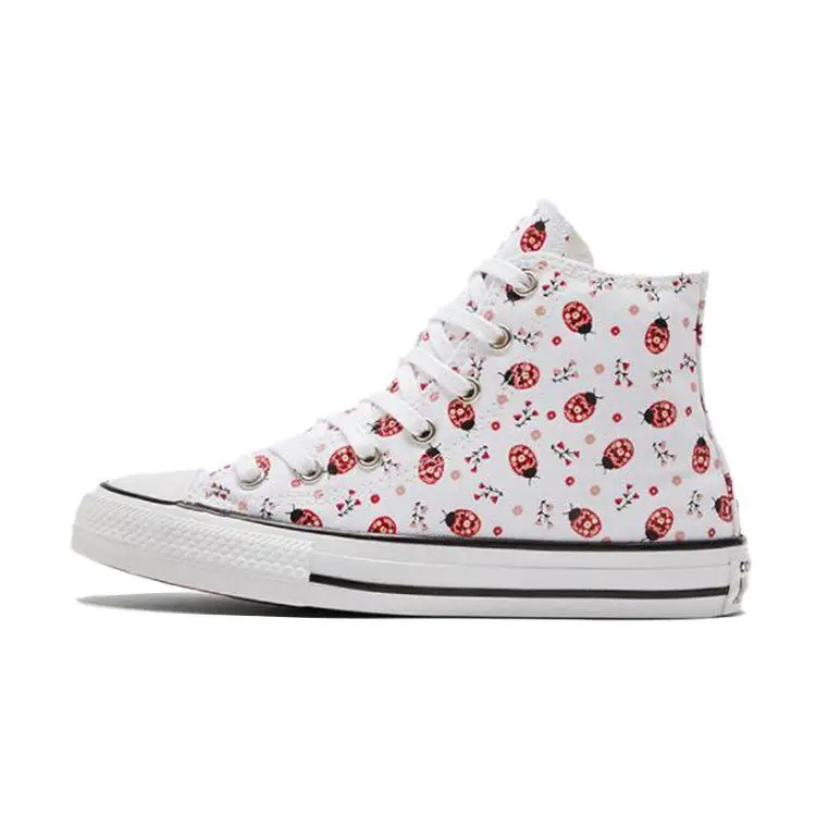 Converse Chuck Taylor All Star High Top Scarpe da Ginnastica in Tela per Bambini Bianche Rosse Sneakers per Bambini 671289C