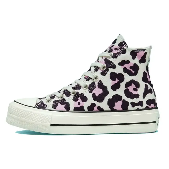 Chuck Taylor All Star Lift High Leopard Scarpe da Ginnastica da Donna Bianche Bianco Vintage Multicolor 568002C 36
