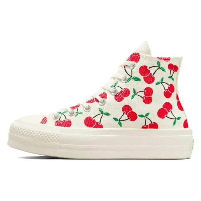 Converse Chuck Taylor All Star Lift Platform High Ciliegie Egret/Rosso/Verde A08096C 36 5