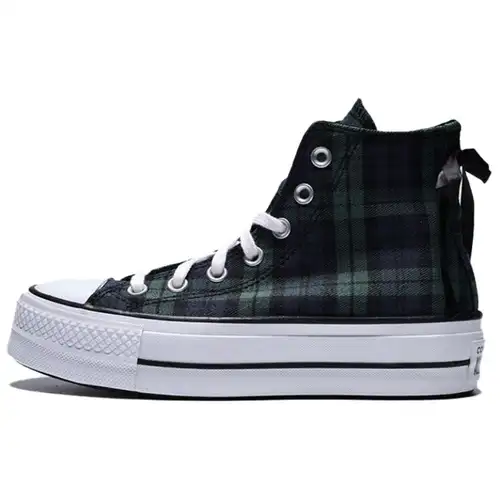 Converse Chuck Taylor All Star Lift Platform High Plaid Scarpe da Ginnastica da Donna Verde Navy Nero A13879C