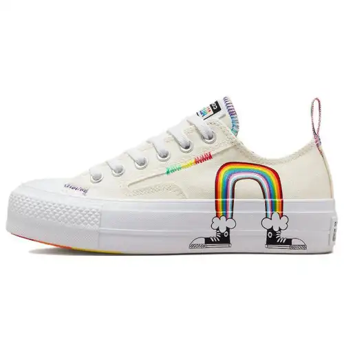 Converse Chuck Taylor All Star Lift Platform Low Pride Sneakers Unisex Crema Aigrette Rosso Università A02264C