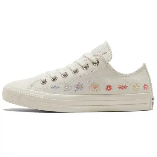 Converse Chuck Taylor All Star Low Ricamato Floreale - Egret Scarpe da Ginnastica da Donna Bianco Multi Nero A01595C