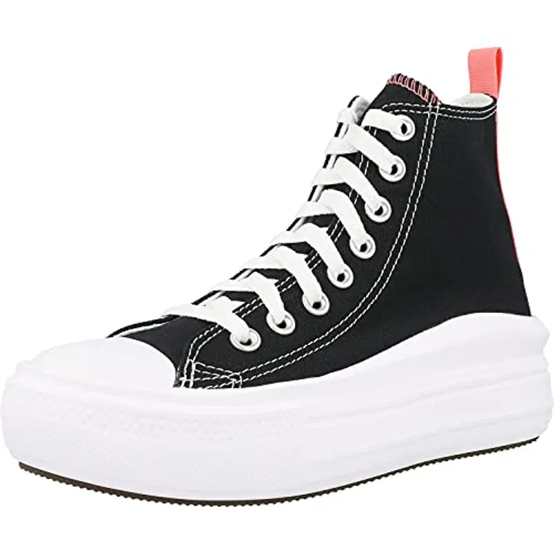 Converse Chuck Taylor all Star Move Canvas Platform, Sneaker, Black/Pink Salt/White, 36 EU
