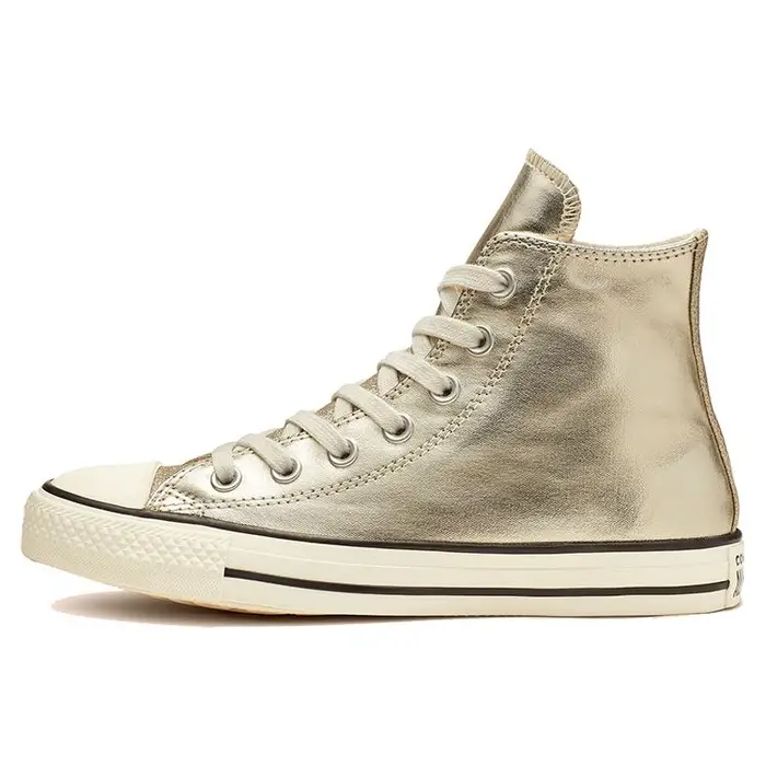 Chuck Taylor All Star Shiny Metal High Top Scarpe di Tela con Lacci a Punta Rotonda da Donna Sneakers Oro 564851C 36 5