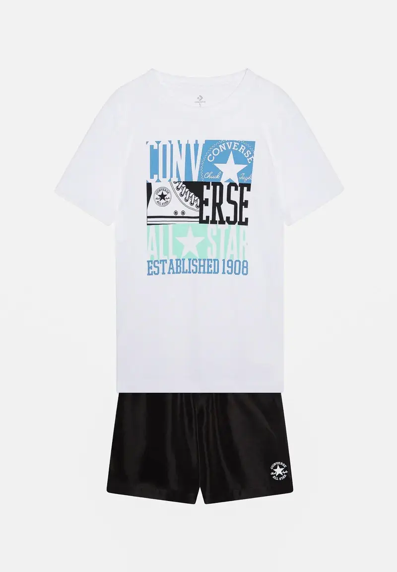 Converse Completino bianco e nero per bambino e bambina con stampa logo