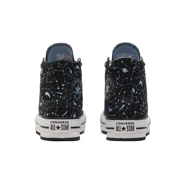 Converse Eva Lift Scarpe Alte in Tela per Bambini Sneakers per Bambini Nero Blu 672117C 35 5