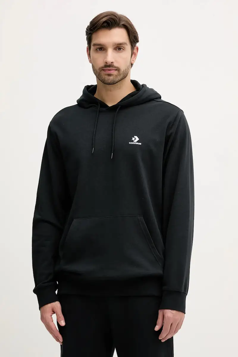 Converse felpa uomo colore nero con cappuccio con applicazione CVM5K874