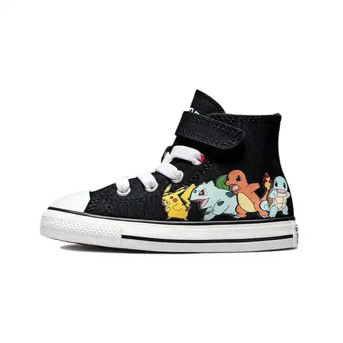 Converse Pokemon x Chuck Taylor All Star High TD Scarpe da Ginnastica per Bambini Primi Passi Nero Multi Bianco A01229C