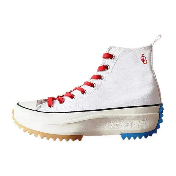 Converse Run Star Hike Scarpe Comode Versatili High-Top in Tela Sneakers Unisex Bianco Rosso Blu 164665C-CNY