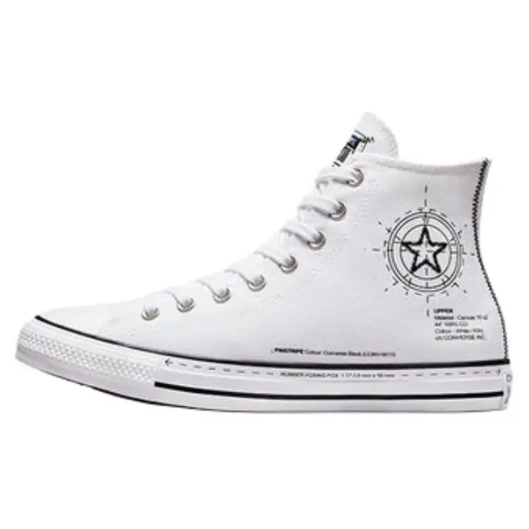 Converse Scarpe All Star Comode Quotidiane Alte in Tela Sneakers Unisex Bianco Nero A01587C