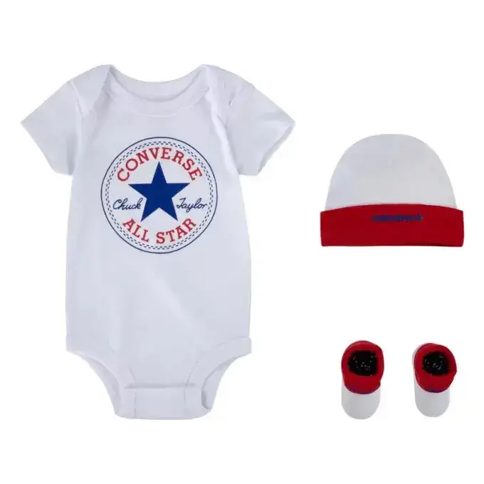 Converse Set tutina, cuffietta e scarpine per neonato CHN Classic CTP (x3) Blanc
