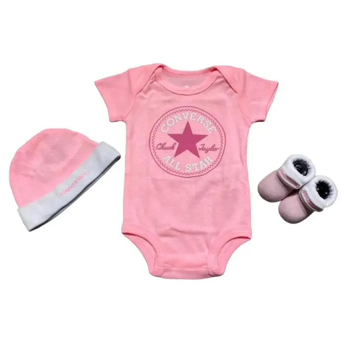 Converse Set tutina, cuffietta e scarpine per neonato CHN Classic CTP (x3) Rose