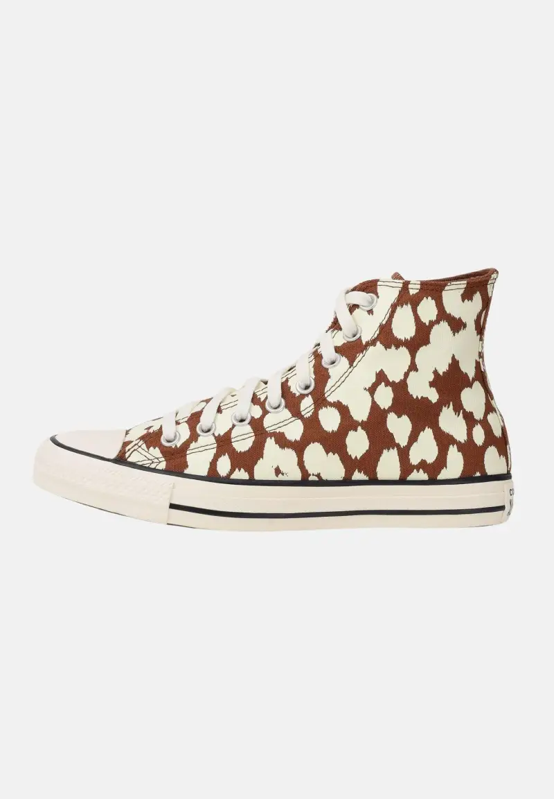 Converse Sneakers Chuck Taylor All Star Animal Print High Top panna e marroni da donna