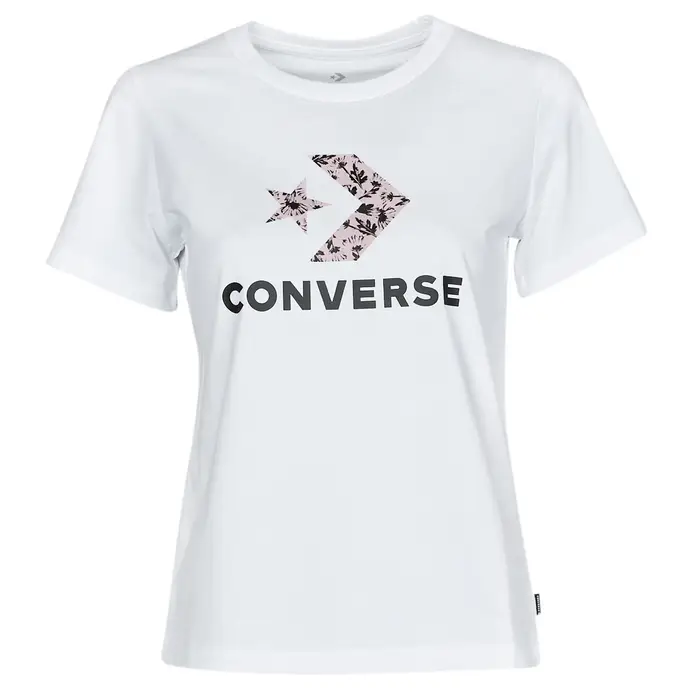 T-shirt Converse STAR CHEVRON HYBRID FLOWER INFILL CLASSIC TEE Bianco