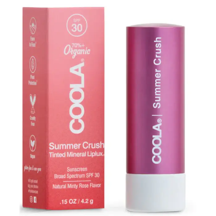Coola Mineral Liplux Balsamo per labbra colorato biologico Protezione solare Summer Crush Spf30 4, 2 ml