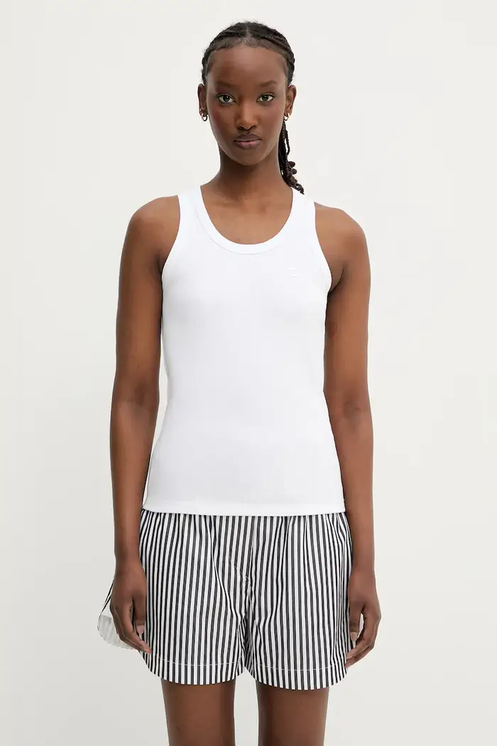 coperni top in cotone Rib Logo Tank Bianco