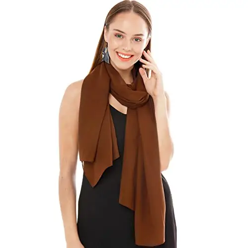 Shawl Factory Coprispalle Donna Elegante Chiffon Sciarpa Sciarpe Marrone, Scialle Foulard Donna Moda, Stola Elegante Signora