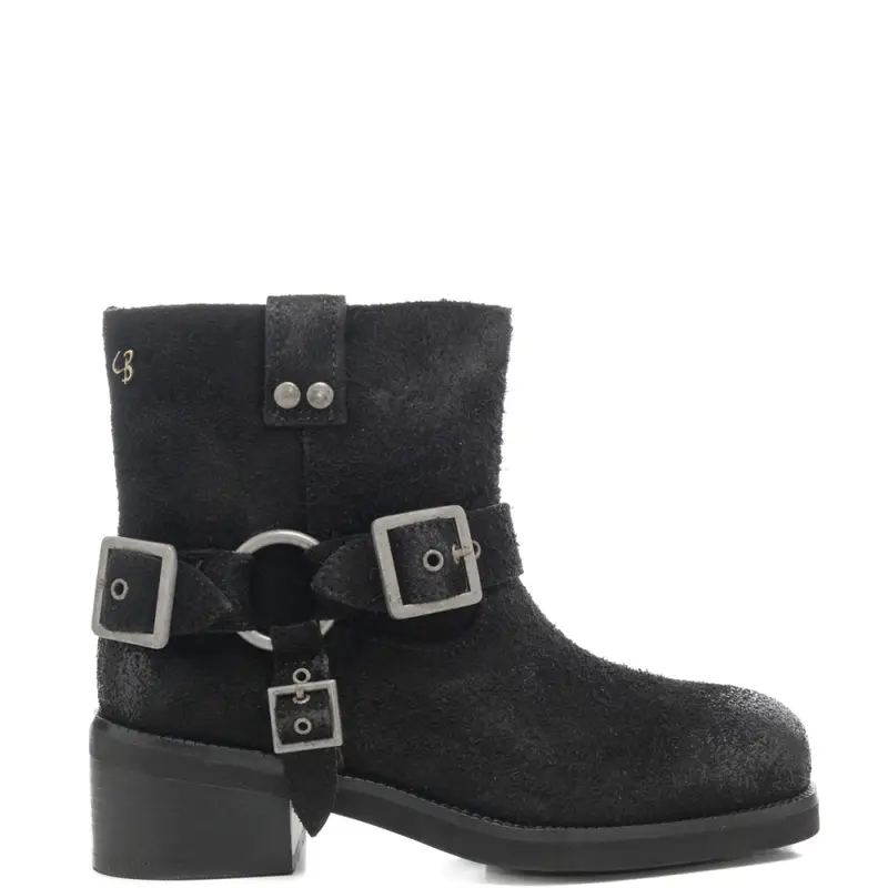 Coral Blue stivaletti da donna biker con inserti in metallo neri