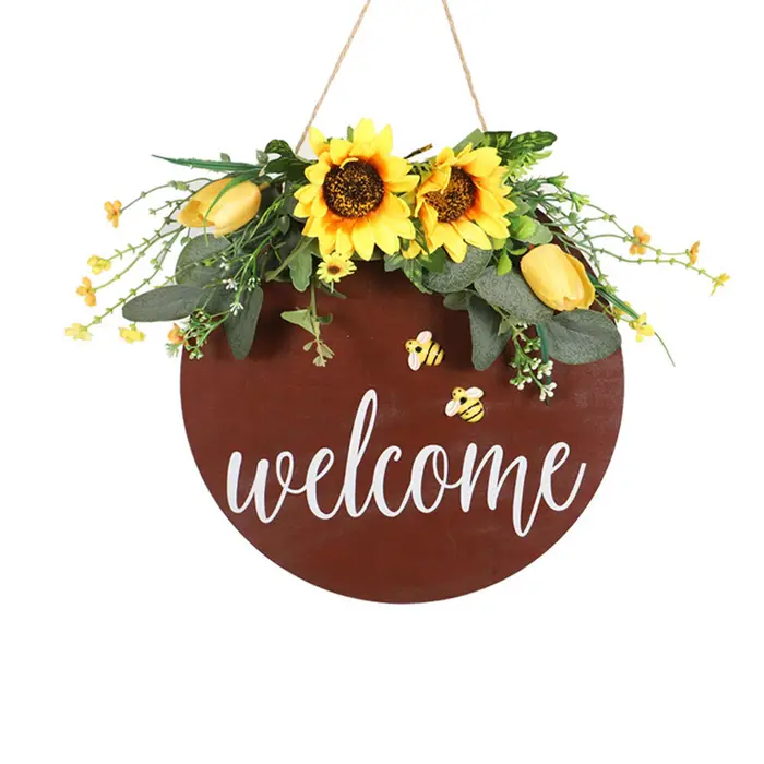 CosyHome Cartello di Benvenuto Multifunzionale Delicato Elegante Ghirlanda di Benvenuto Artigianale Decorazione per Porta d Ingresso