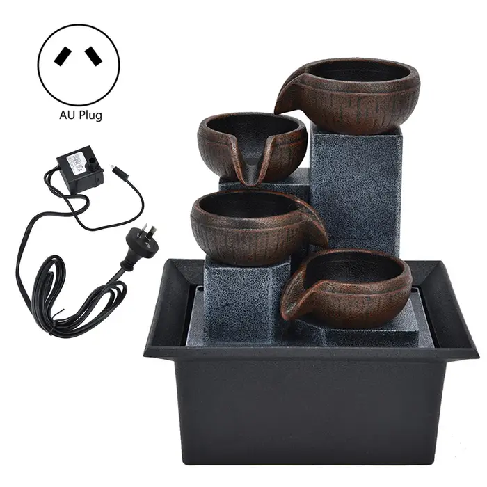 Fontana da Tavolo con Luce LED Gialla Feng Shui Relax Ornamento da Scrivania DecorazioneAU