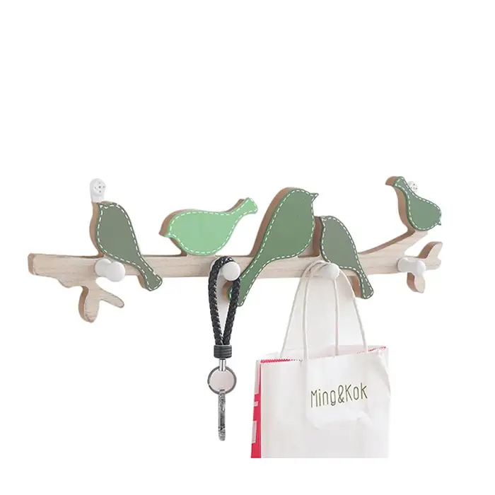 CosyHome Ganci per Uccelli in Legno Montati a Parete Decorazione da Parete Appendiabiti da Parete