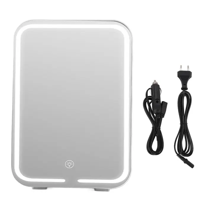 Mini Beauty Fridge Raffreddamento e Riscaldamento Porta a Specchio Dimmerabile 10L Congelatore Portatile Beauty per Casa