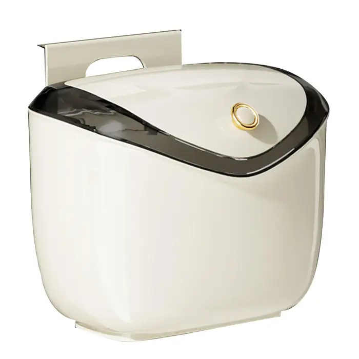 CosyHome Piccolo Cestino Appeso Montato a Parete Senza Foratura Cestino per Compost da Cucina con Coperchio per Piano di Lavoro Sotto