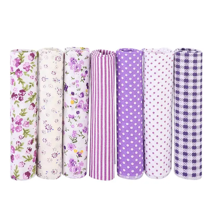 CosyHome Set di 7 pezzi di stoffa da cucito in batik di cotone al 100% per copricuscino fai da te per portafoglio