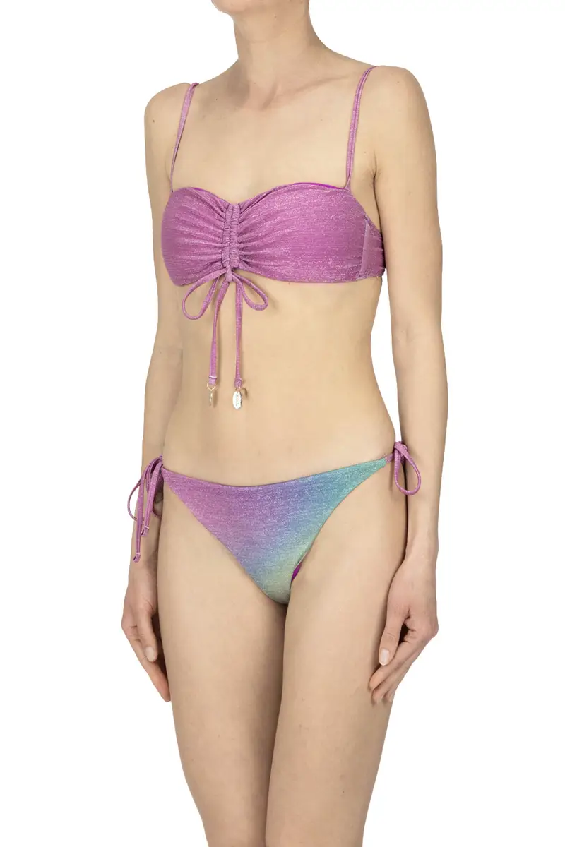 Cotazur Bikini a fascia in tessuto lamè Fucsia