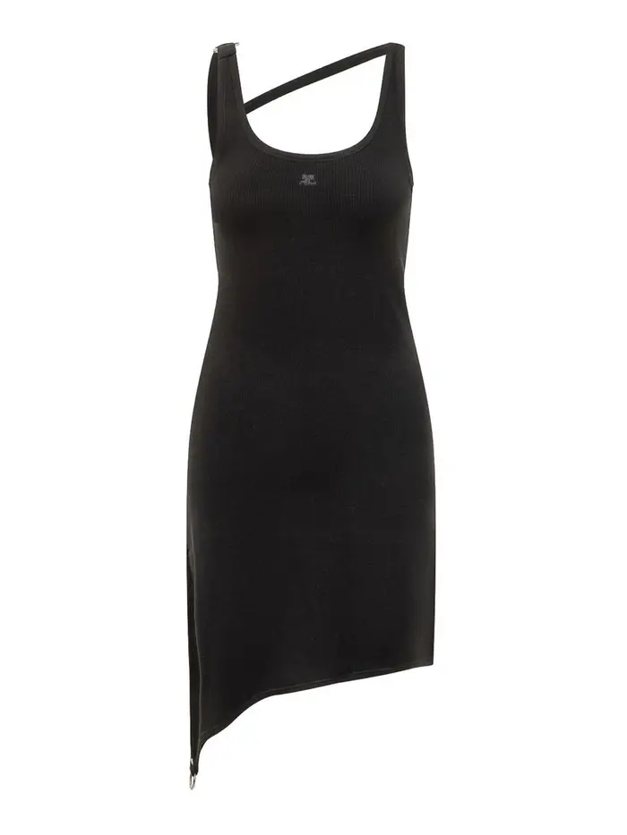 Courreges Abito con taglio diagonale nero