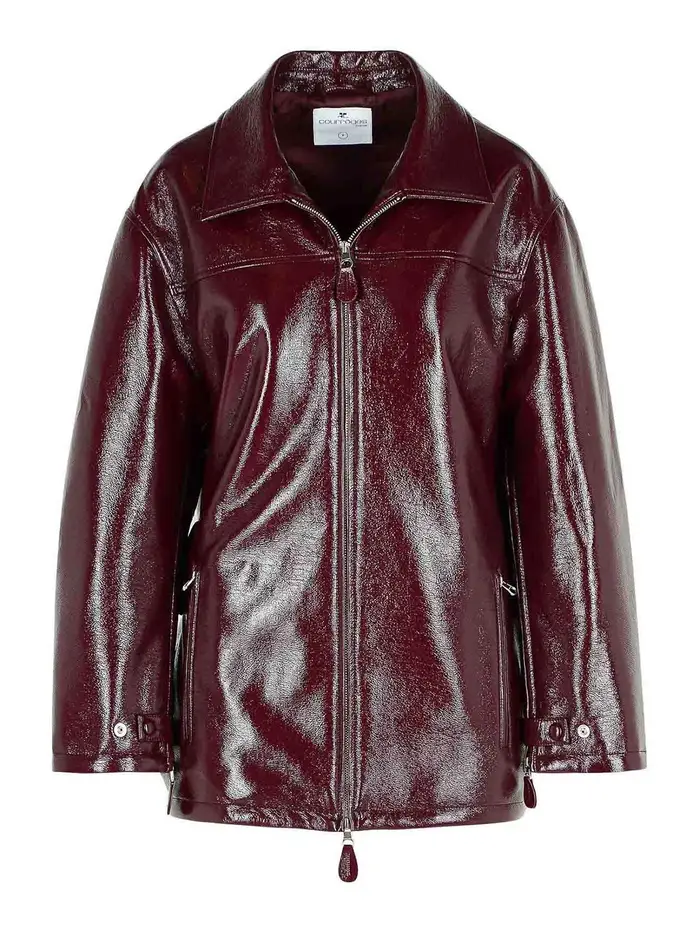 Courreges Giacca di cotone borgogna in vinile Rosso Scuro
