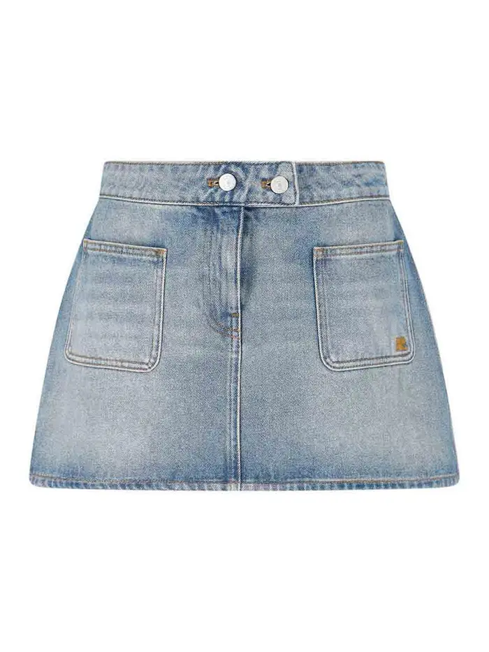 Courreges Gonna mini in denim Blu