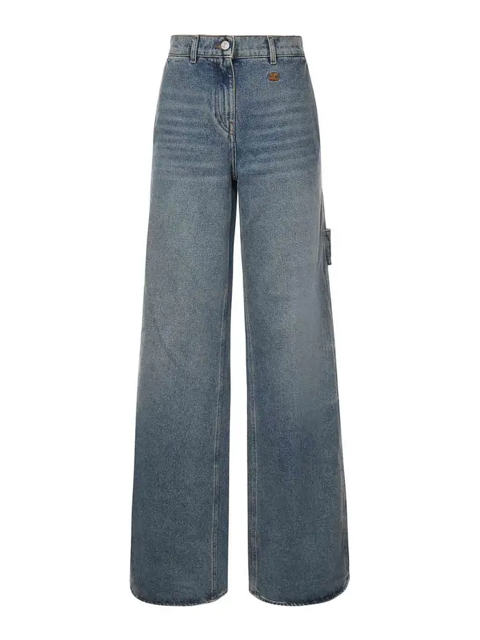 Courreges Jeans larghi in denim Lavaggio Medio