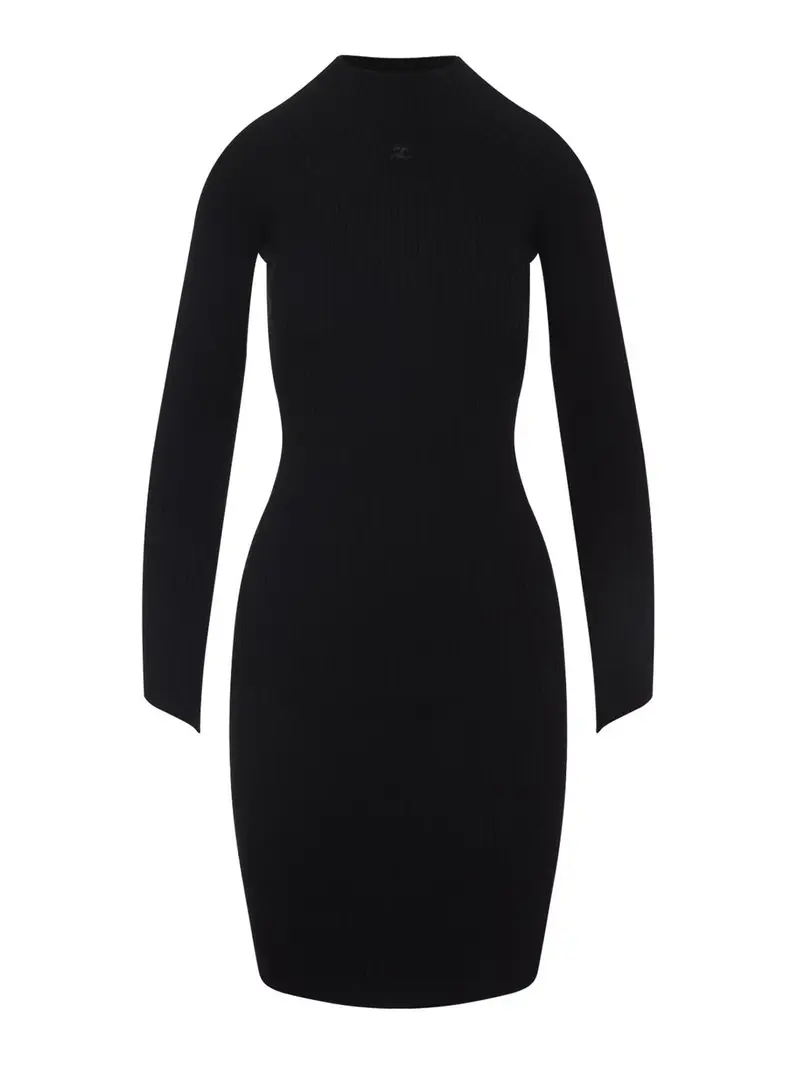 Courreges Mini abito a costola cerchio Nero