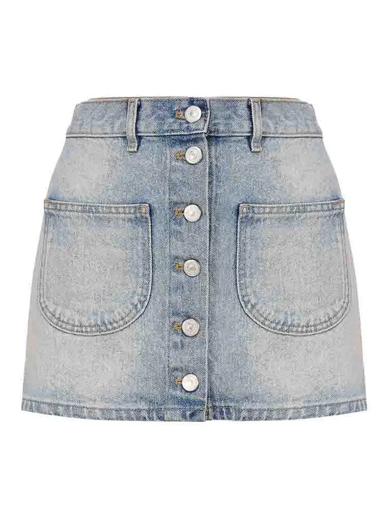Courreges Minigonna In Denim Di Cotone Lavaggio chiaro