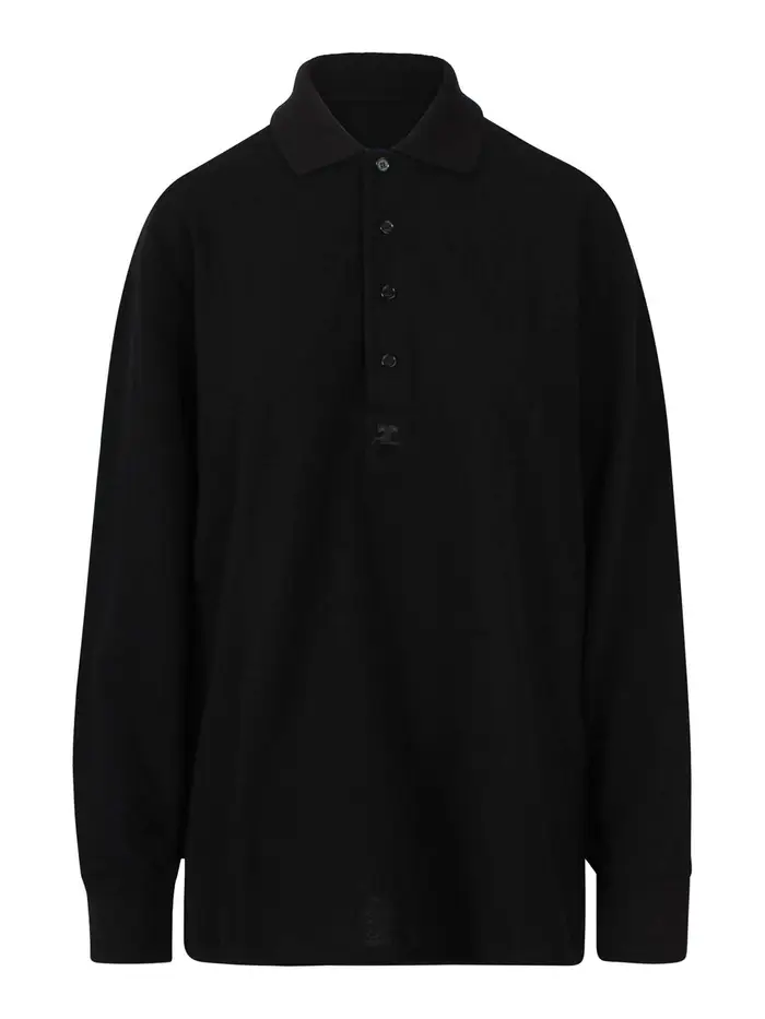 Courreges Polo oversize con logo ricamato Nero