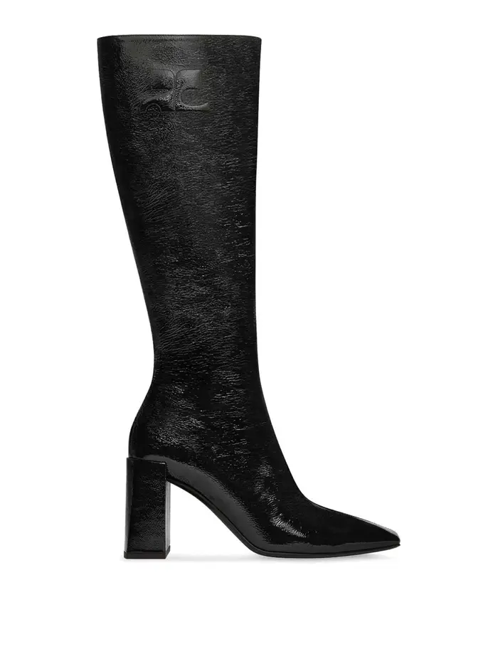 Courreges Stivali con tacco in pelle neri Nero