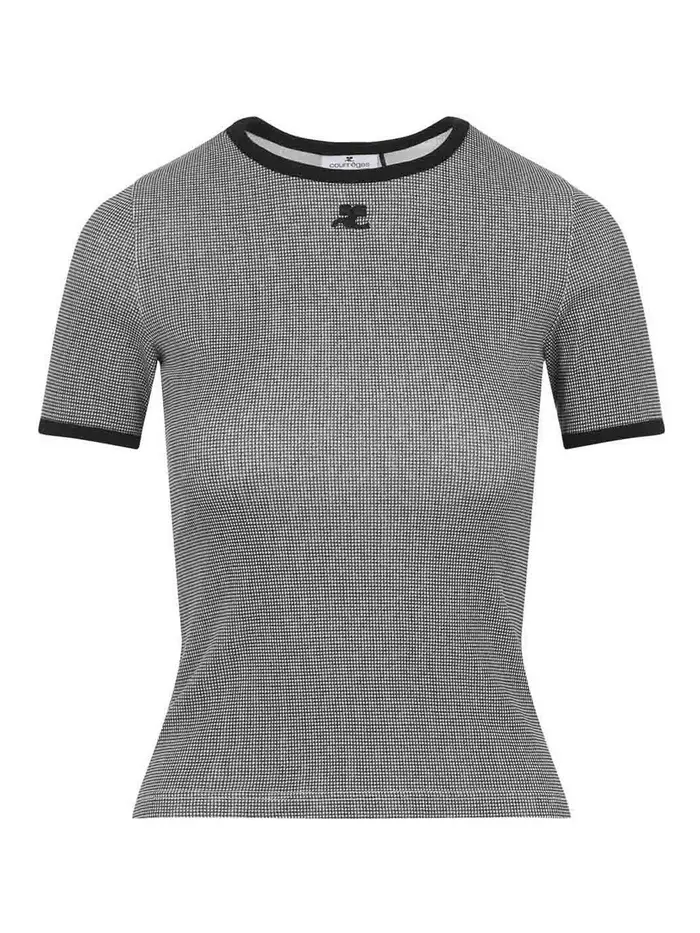 Courreges T-shirt a contrasto pied de poule Nero