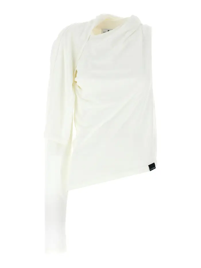 Courreges T-shirt asimmetrica con spalle scoperte Bianco